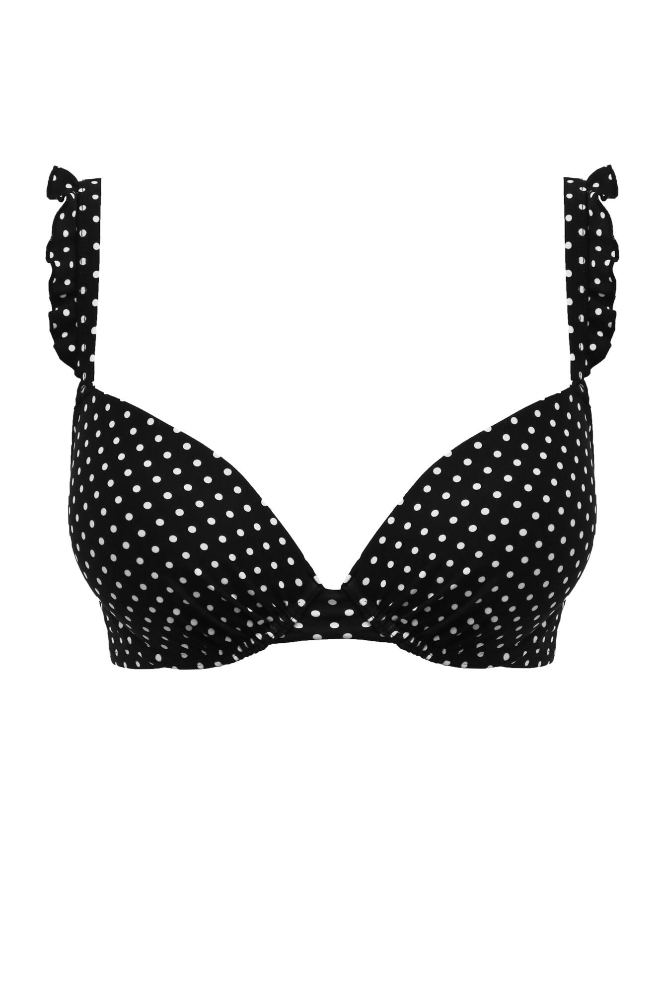 Sicily Underwired Push Up Padded Bikini Top In Black White Pour Moi