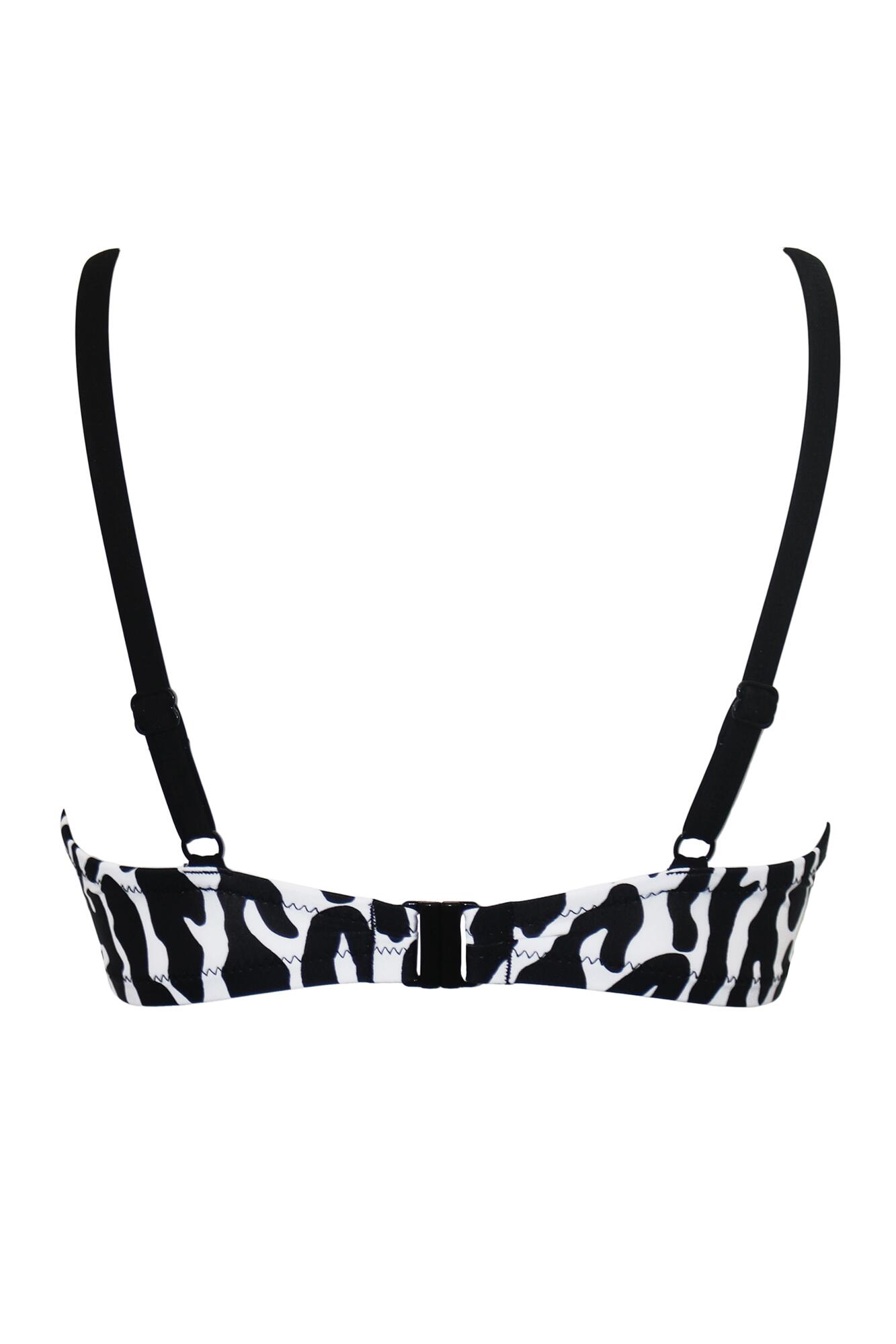 Glamazon Non Padded Underwired Bikini Top In Black White Pour Moi