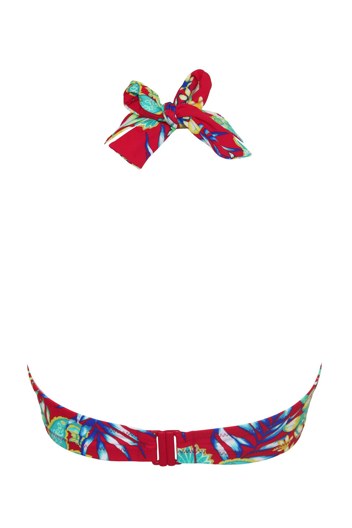 Heatwave Halter Underwired Bikini Top In Red Floral Pour Moi