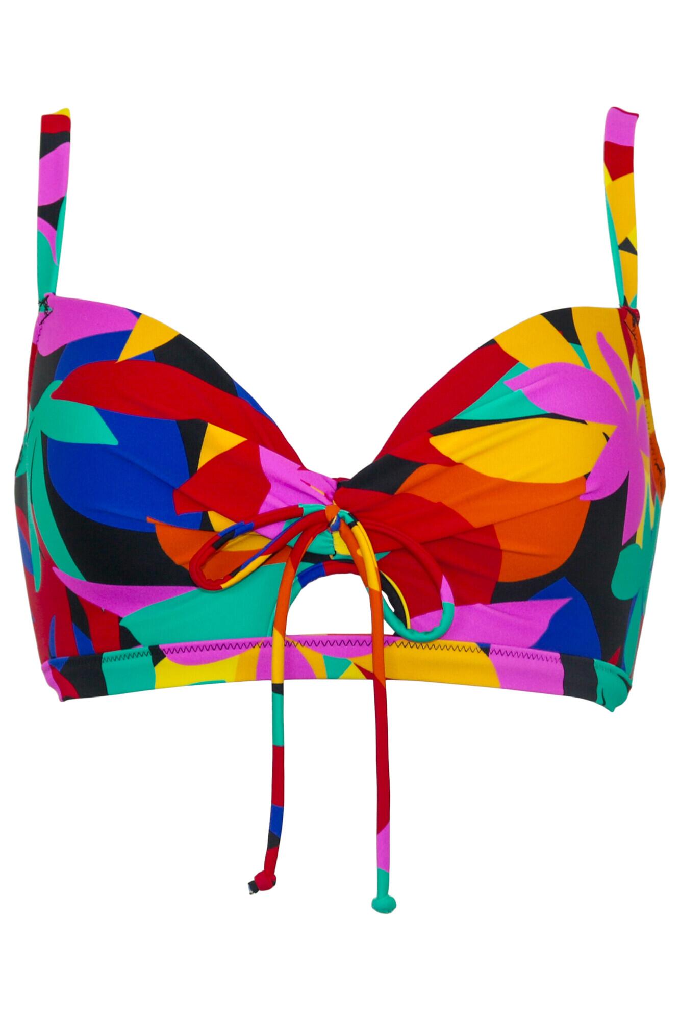 Maya Bay Padded Underwired Tie Bikini Top In Multi Pour Moi