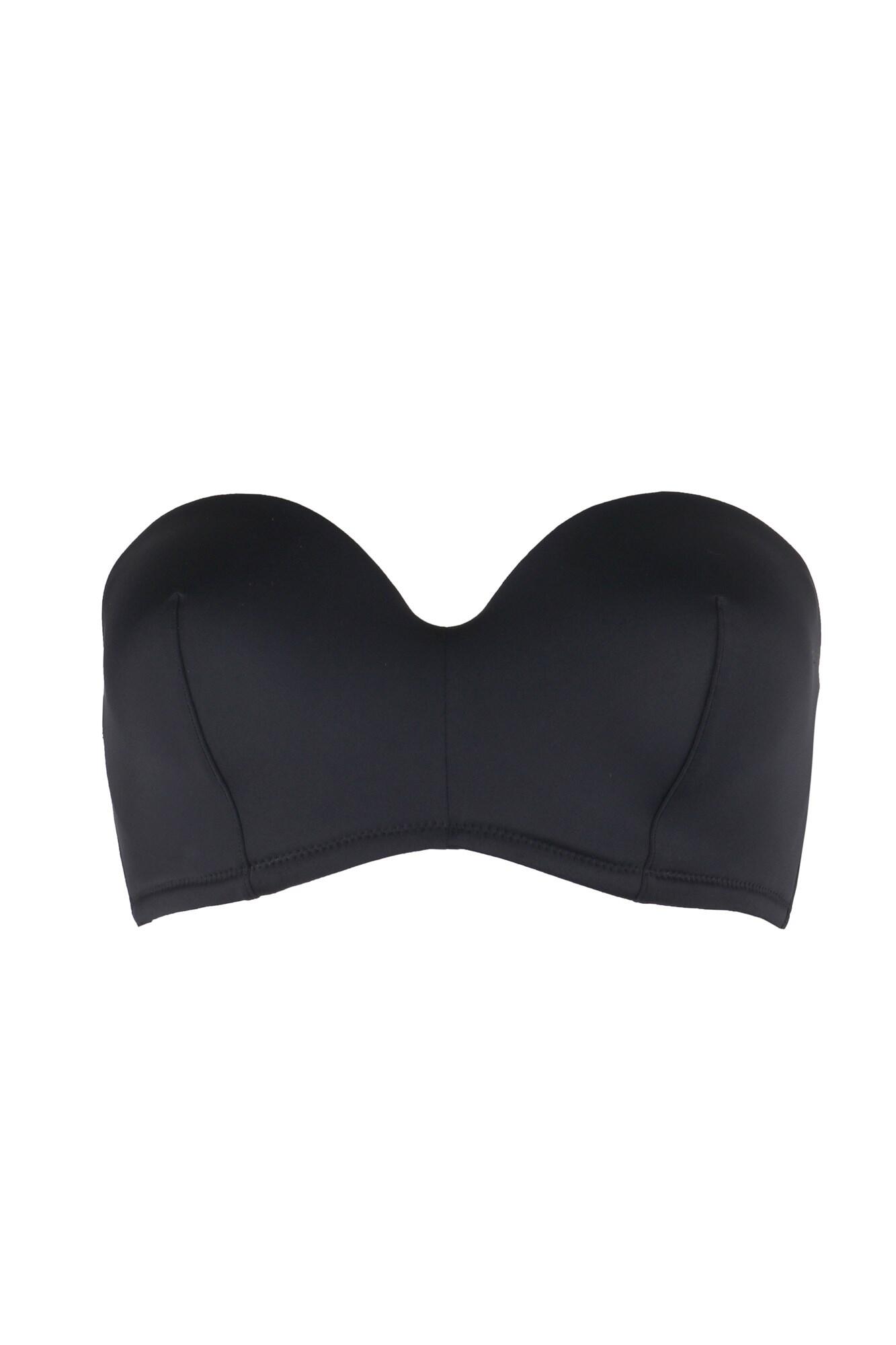 Space Strapless Lightly Padded Underwired Bikini Top In Black Pour Moi