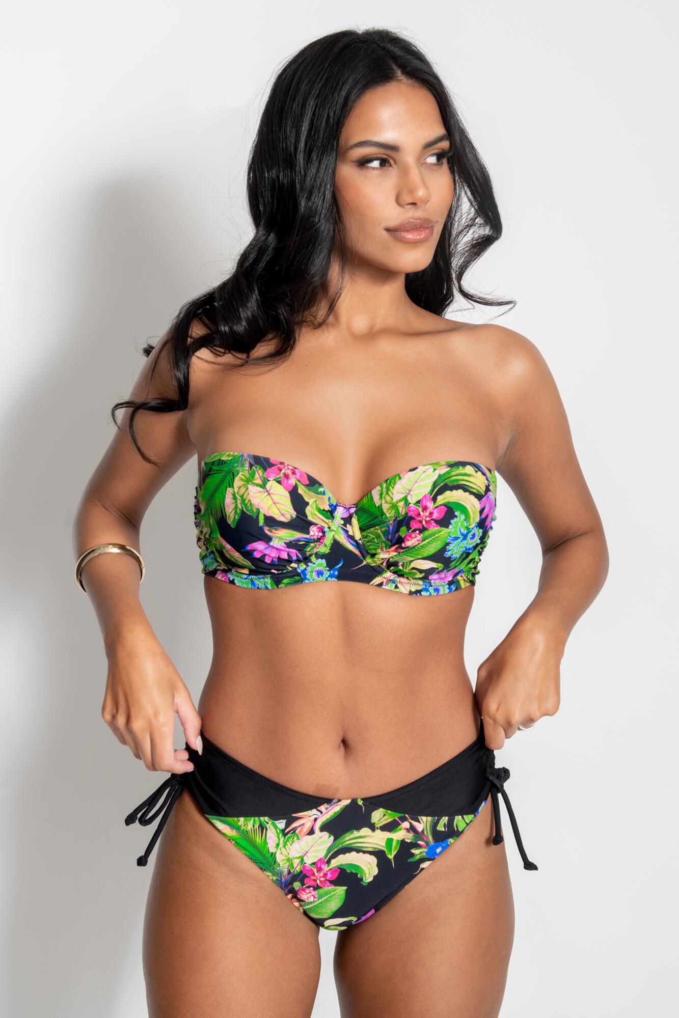 St Lucia Strapless Padded Underwired Multiway Bikini Top In Tropical