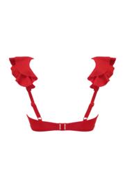 Andalucia Frill Underwired Non Padded Bikini Top In Red Pour Moi