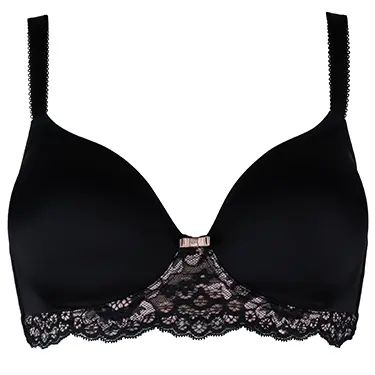 Signature Sheer Non Wired Push Up Deep V Bra in Decadent Chocolate