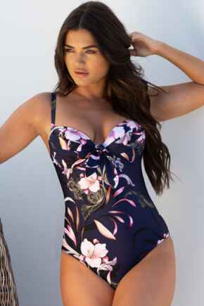Orchid Luxe Padded Underwired Swimsuit - Navy/Pink