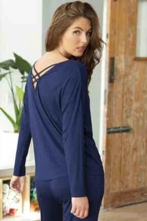 Sofa Love Cross Strapped Long Sleeve Top - Navy
