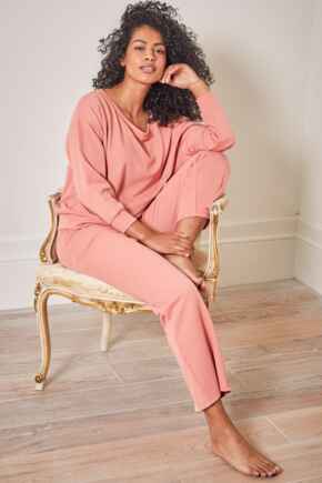 Lounge Long Sleeve Jersey Slouch Top - Neutral Rose