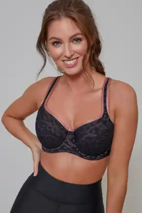 Charnos Rhapsody Underwired Full Cup Bra, Pour Moi, Rhapsody Underwired  Full Cup Bra, Black/Platinum