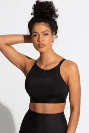 Energy Empress High Neck Padded Non Wired Sports Bra - Black