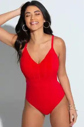 Pour Moi 183005 Red/Pink Padded Push Up Bra Bodysuit –