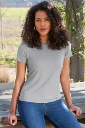Sophie Round Neck Jersey T-Shirt - Grey Marl