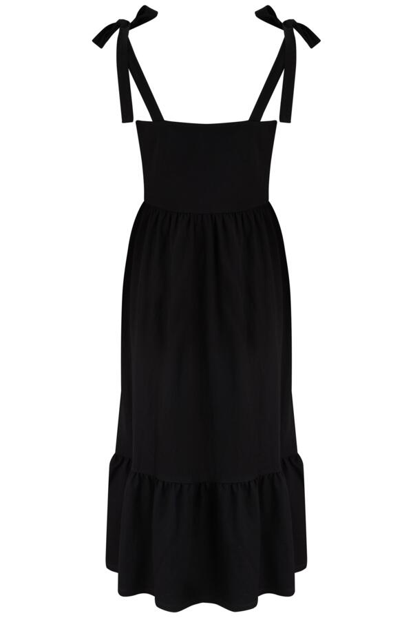 Laura Fuller Bust Pique Jersey Tie Strap Tiered Midi Dress