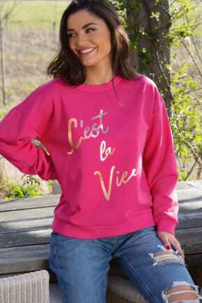 Slogan Sweatshirt - Bright Pink