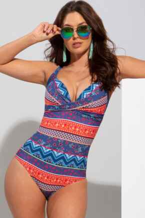 Soleil Twist Front Lightly Padded Non Wired Control Swimsuit - Multi