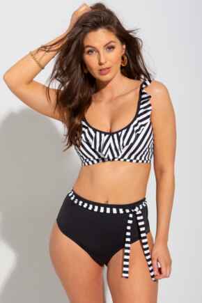 Capri Belted High Waisted Control Brief - Black/White