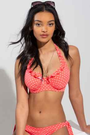 Hot Spots Halter Underwired Top - Coral