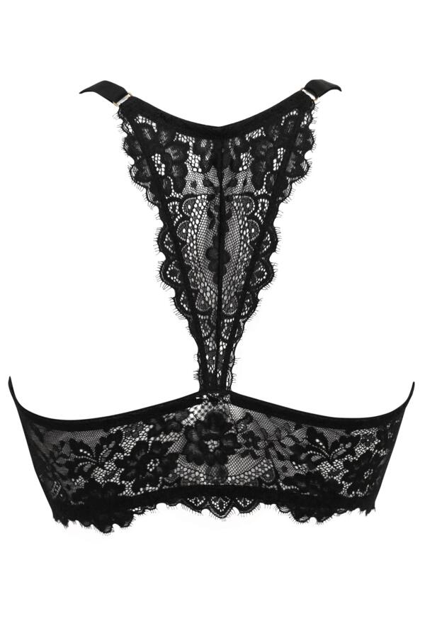 India Eyelash Lace Front Fastening Non Wired Bralette