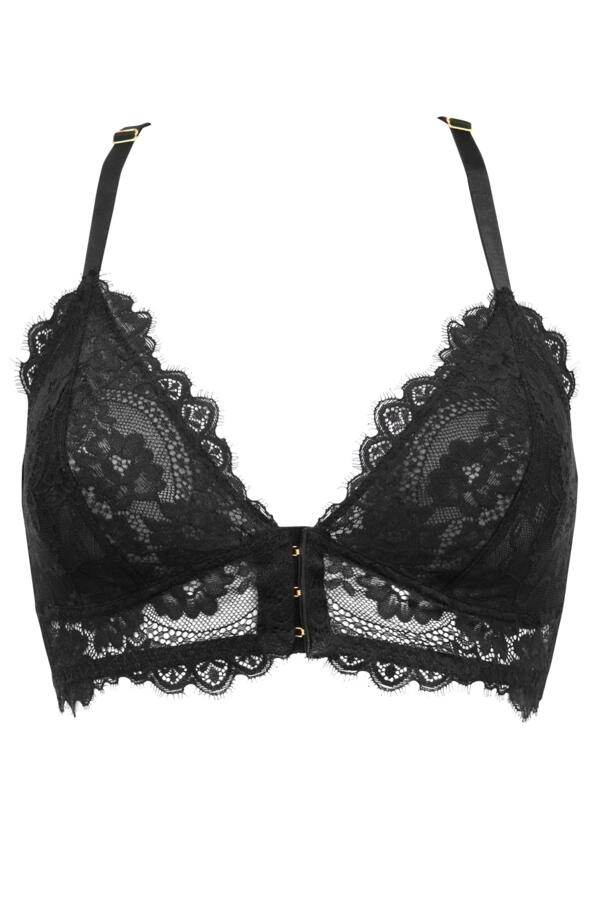 India Eyelash Lace Front Fastening Non Wired Bralette