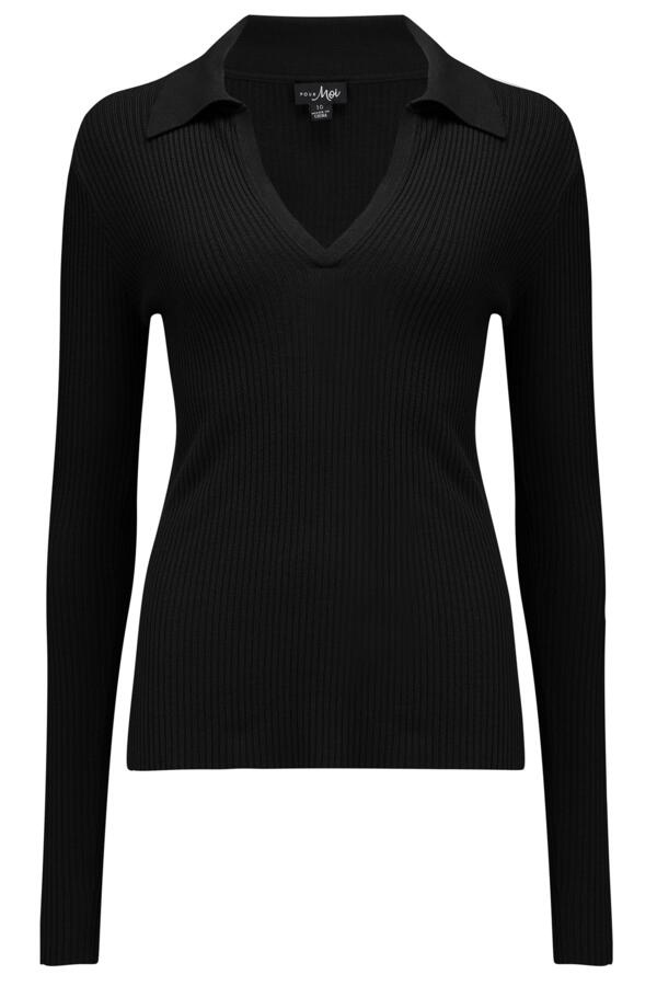 Eva Fuller Bust Rib Knit V Neck Collar Top with LENZING™ ECOVERO™ Viscose