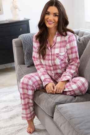 Cosy Check Pyjama Set - Blush/Mink/Ivory