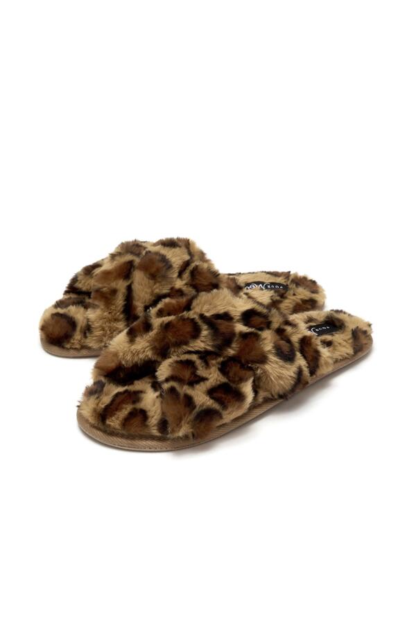 Faux Fur Crossover Slider Slipper