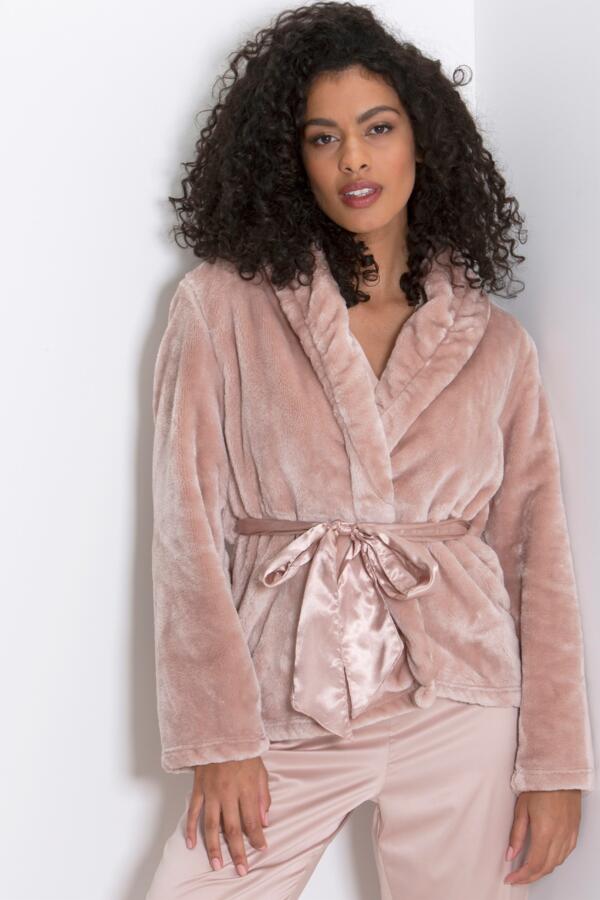 Satin Trim Dressing Gown Jacket