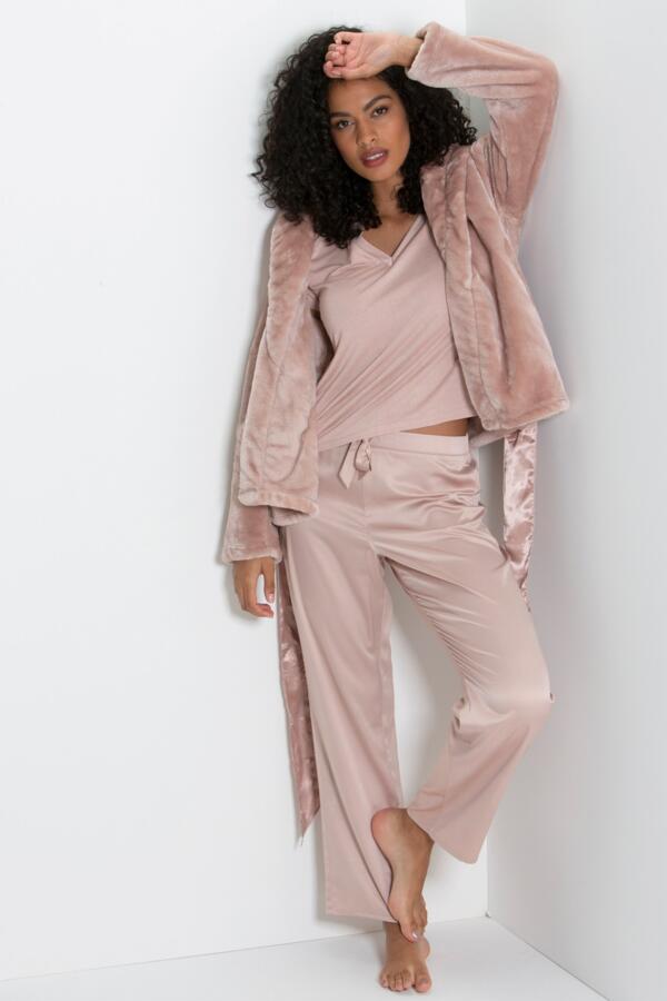 Satin Trim Dressing Gown Jacket