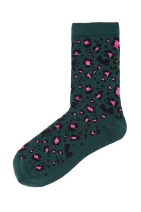 Pippa Leopard Sparkle Sock - Green/Pink