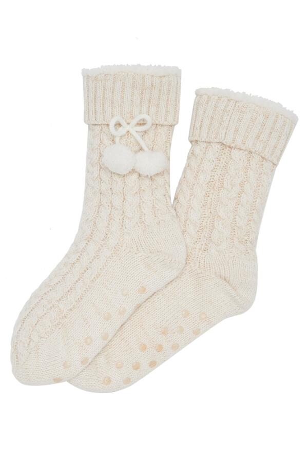 Cosy Cable Lined Knit Slipper Sock