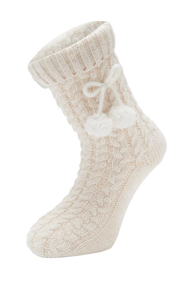 Cosy Cable Lined Knit Slipper Sock