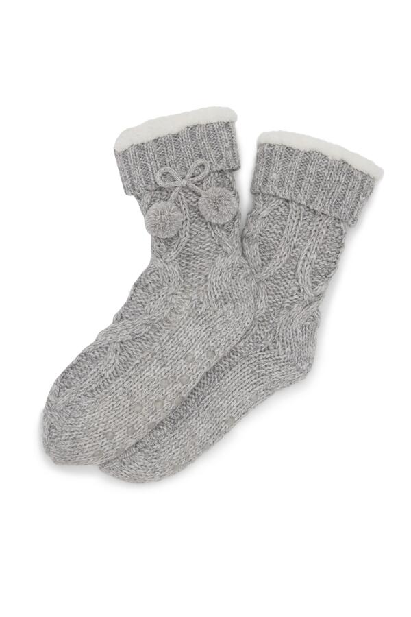 Cosy Cable Lined Knit Slipper Sock