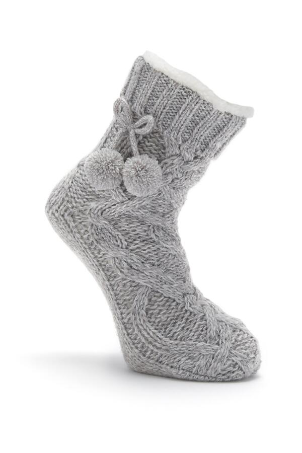 Cosy Cable Lined Knit Slipper Sock