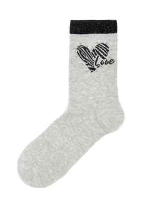 Pippa Zebra Heart Sparkle Sock - Grey/Black