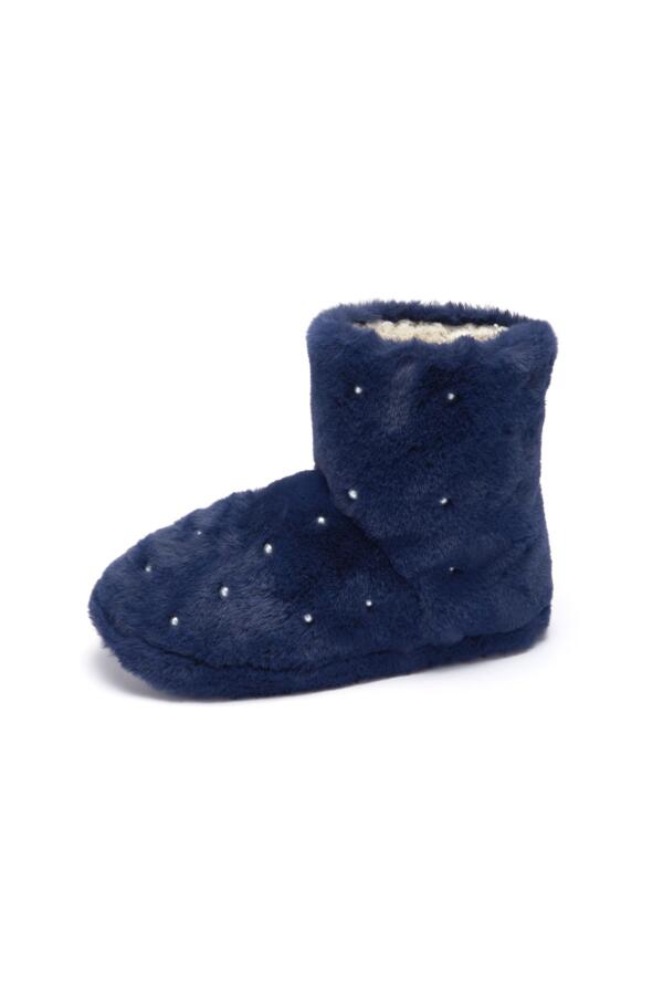 Pearl Trim Faux Fur Bootie Slipper