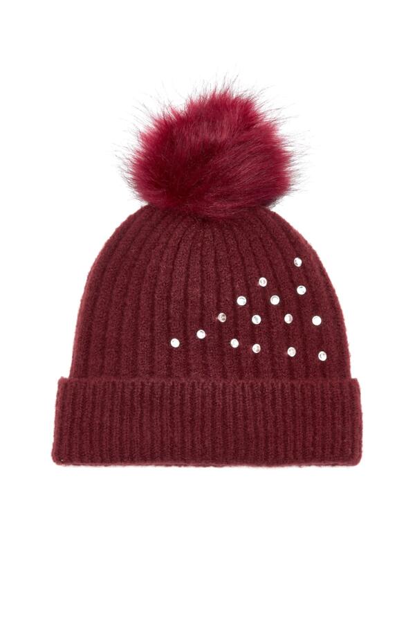 Diamante Embellished Pom Beanie