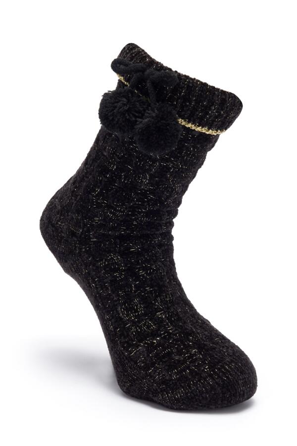 Chenille Sequin Lined Slipper Sock