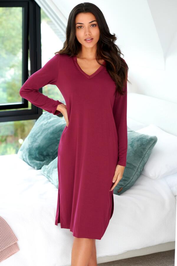 Modal Jersey Long Sleeve V-Neck Hidden Support Nightdress