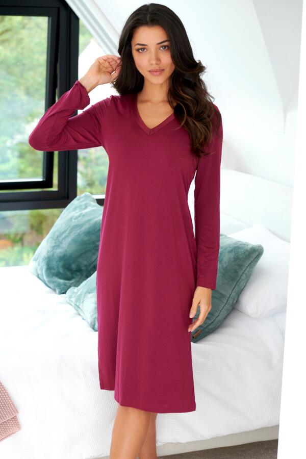 Modal Jersey Long Sleeve V-Neck Hidden Support Nightdress