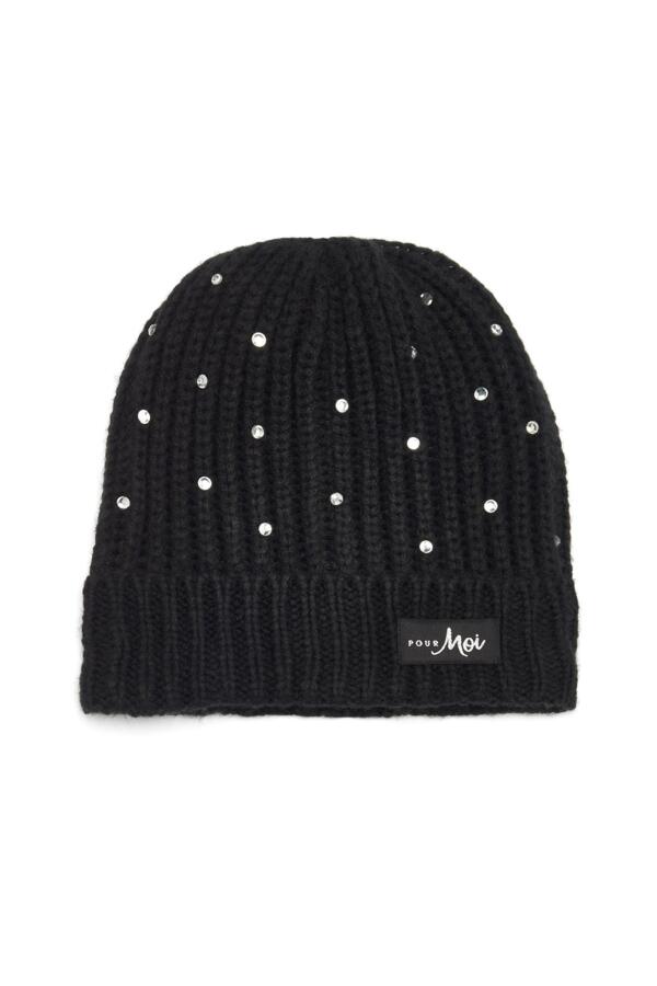 Diamante Logo Ribbed Beanie Hat