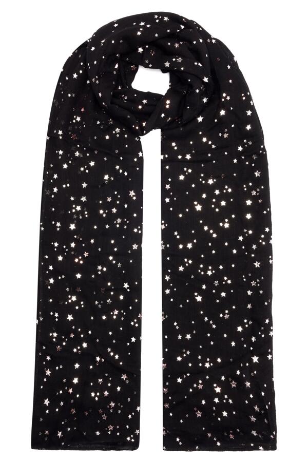 Viscose Lightweight Foil Star Print Scarf