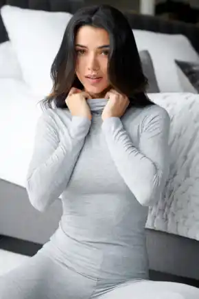 Second Skin Thermal Roll Neck Top - Grey