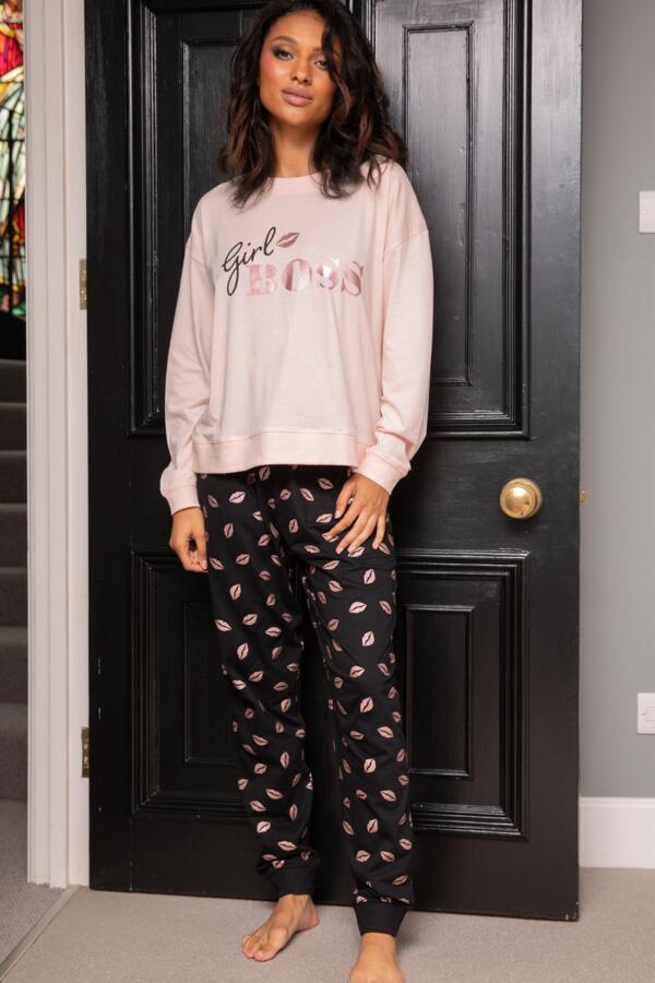 Girl Boss Cotton Jersey Jogger Pyjama Set