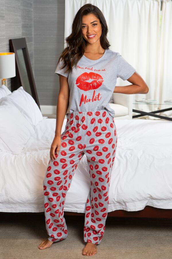 You Had Me at Merlot Cotton Jersey Pyjama Set