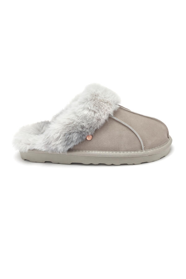 Faux Fur Trim Suede Mule Slipper