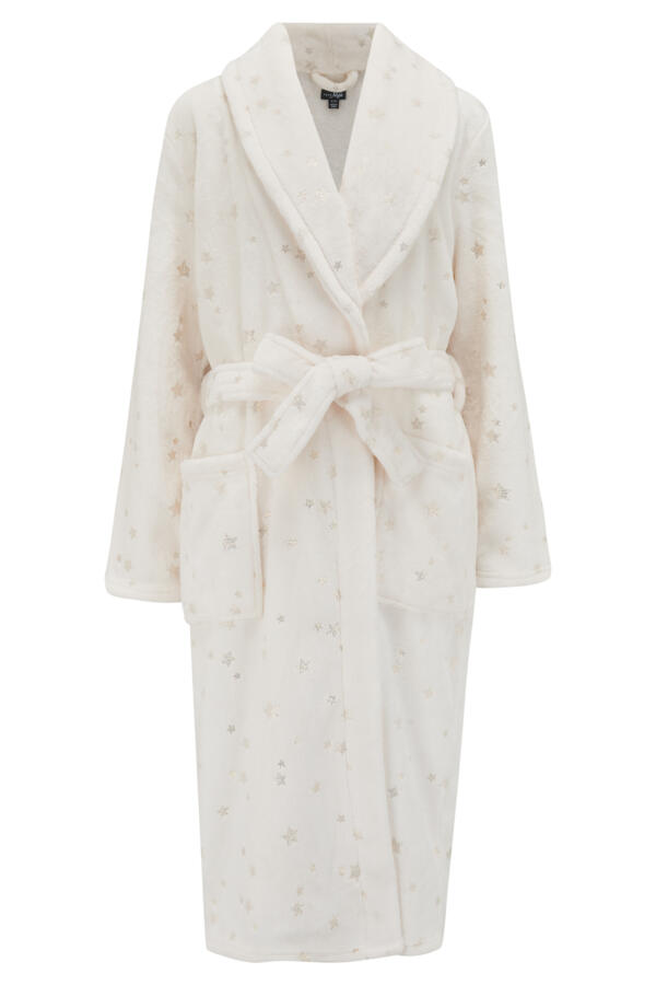 Metallic Star Print Shawl Collar Dressing Gown