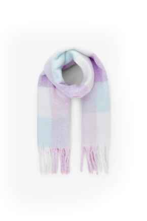 PIECES Soft Check Long Scarf  - Lilac