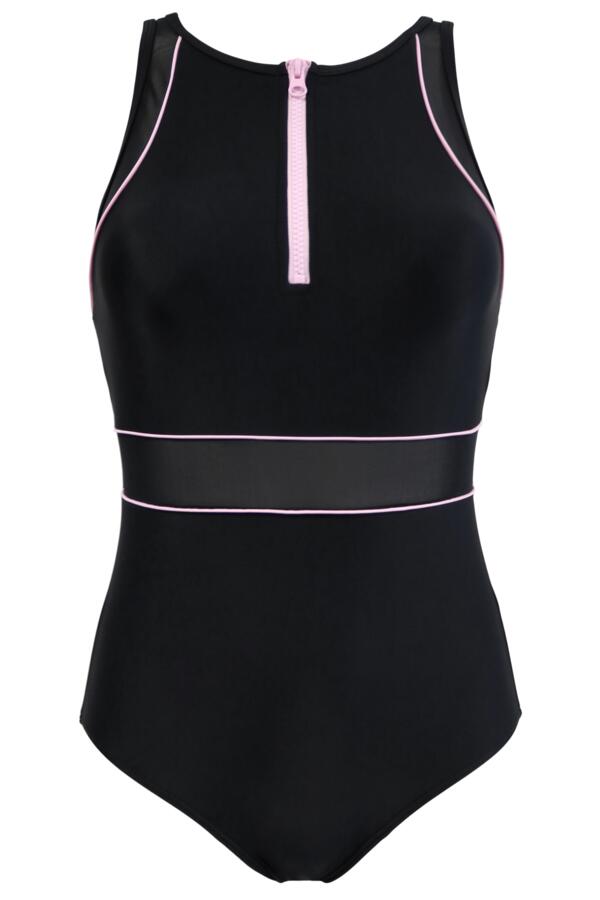 Energy Chlorine Resistant High-Neck Zip Front Swimsuit