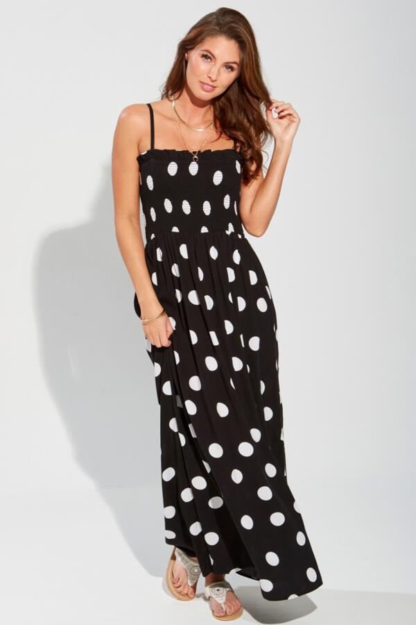 Strapless Shirred Bandeau Maxi Beach Dress