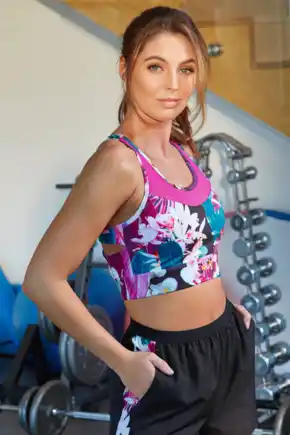 Energy Mesh Insert Yoga Crop Top - Orchid Floral