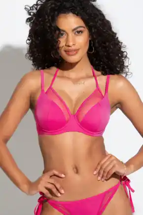 Glamazon Underwired Double Strap Bikini Top - Hot Pink